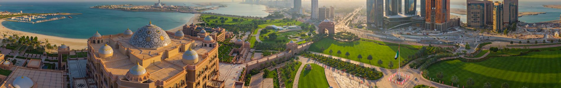 Aerial image of Emirates Palace Hotel. Abu Dhabi, UAE